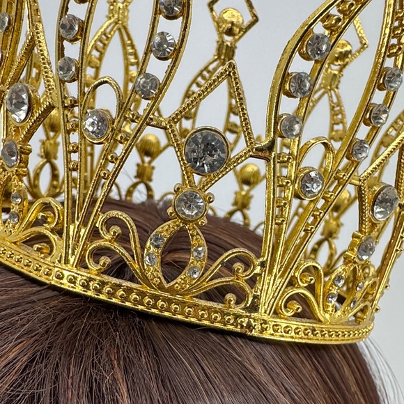 Vintage Ethereal Cosplay Rhinestone Quinceanera Wedding Bride Crown Headpiece - Picture 5 of 9